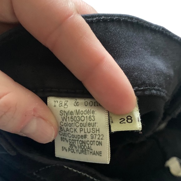 Rag & Bone | Size 28 The Legging Jean in Black Plush - Picture 9 of 10